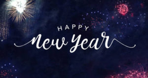 Happy New Year Typography with Fireworks cover photo