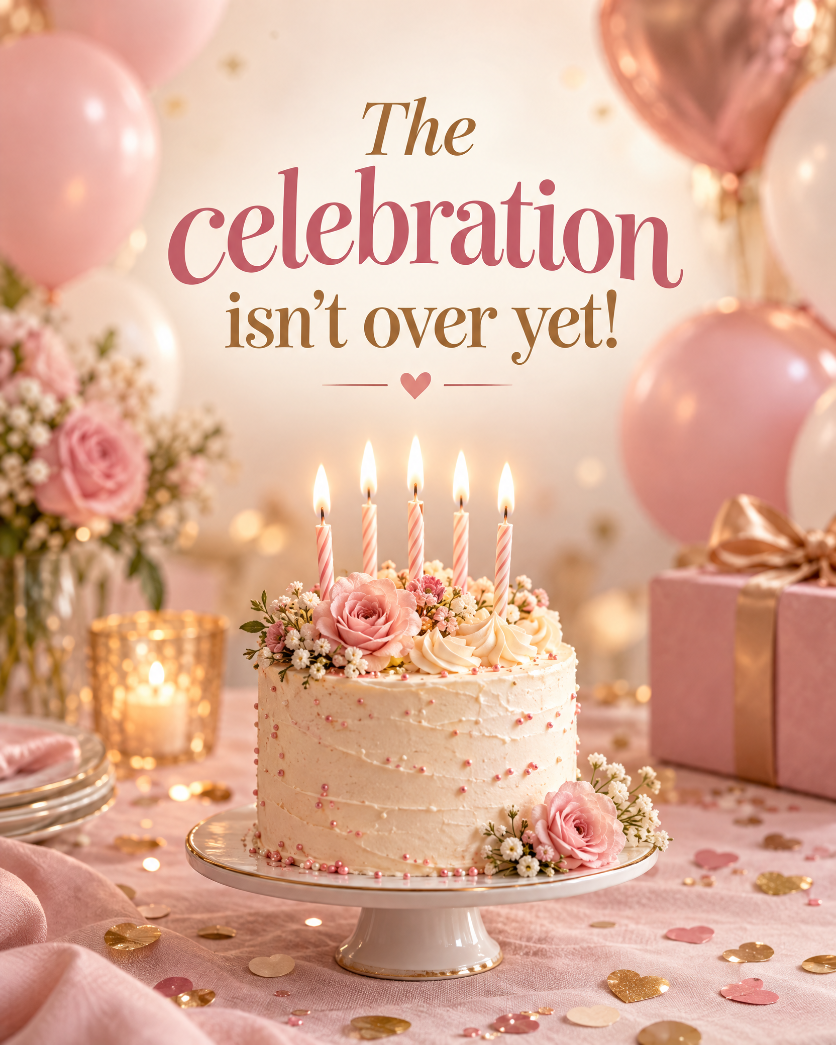 Portrait birthday greeting card: The celebration isn’t over yet
