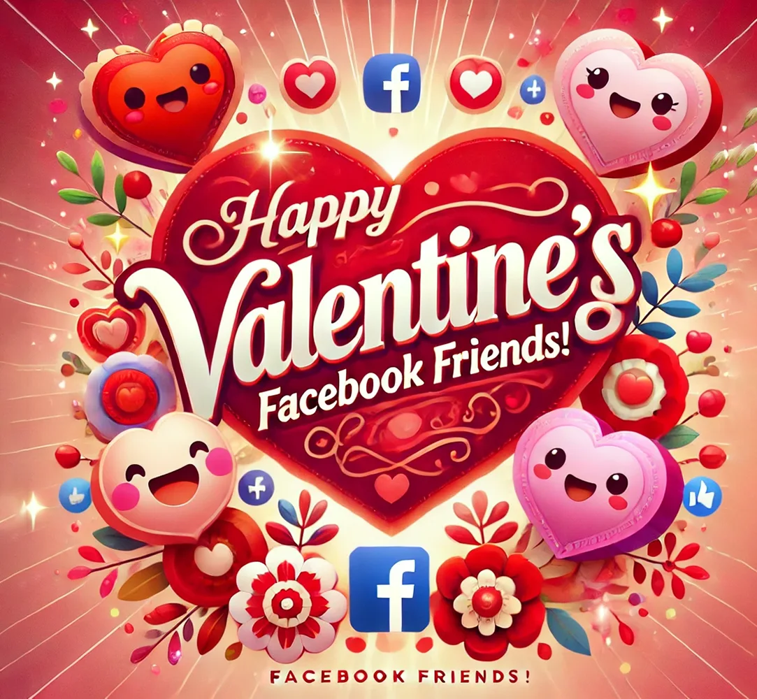 Valentine's Day greeting card to wish Facebook friends.