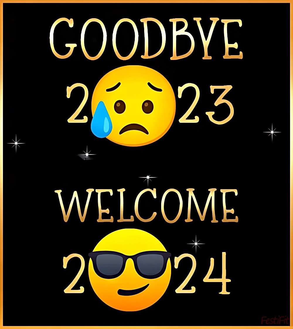 Goodbye 2023 2024 Emoji Reaction Wishes.Photos