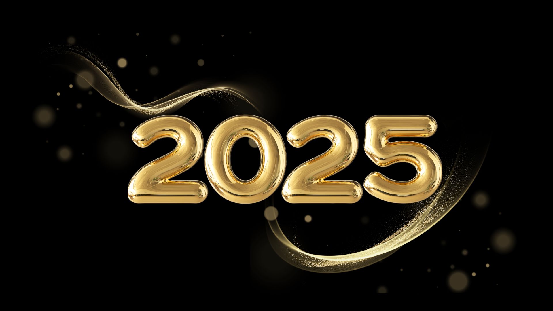 Black backgroun with big gold color font 2025