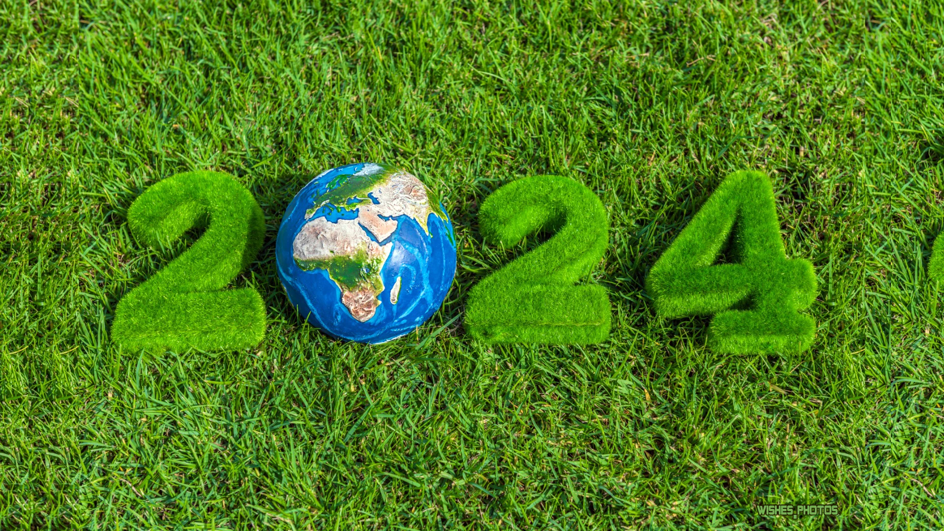 Green planet earth concepts new year 2024 with Green grass Desktop wallpaper 1920x1080