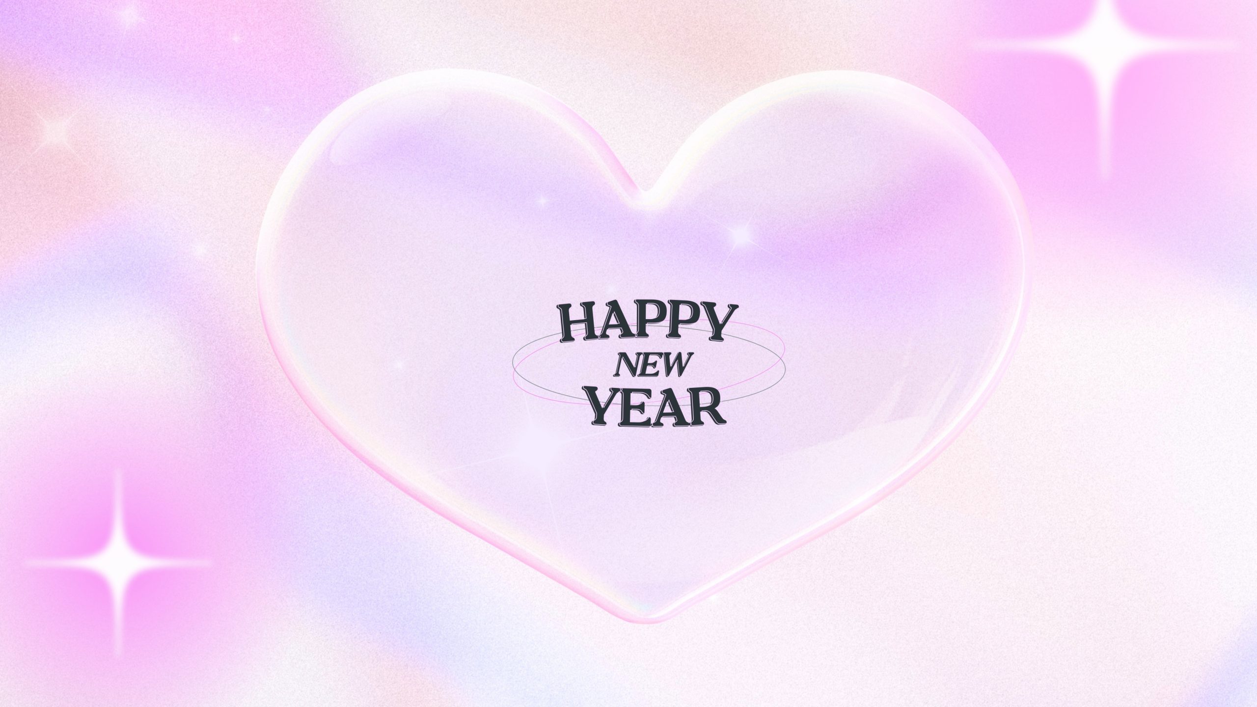 Happy New Year 2025 pink Background with Love 4K wallpapper for PC