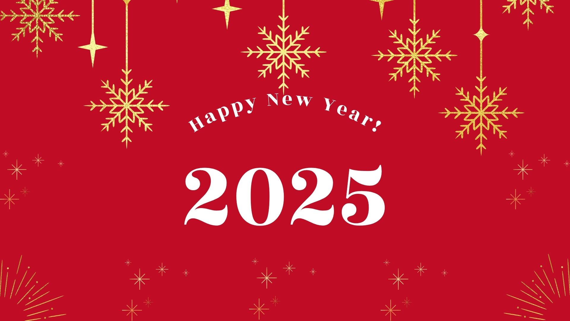 Happy new year 2025 in white letters on red background 1920x1080 wallpaper