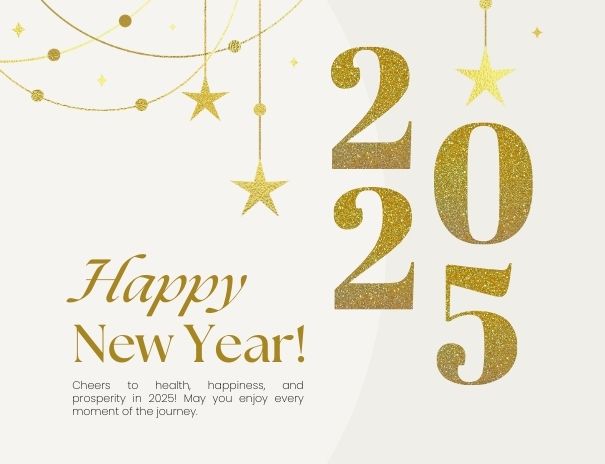 shimmering shiny happy new year 2025 greeting cards