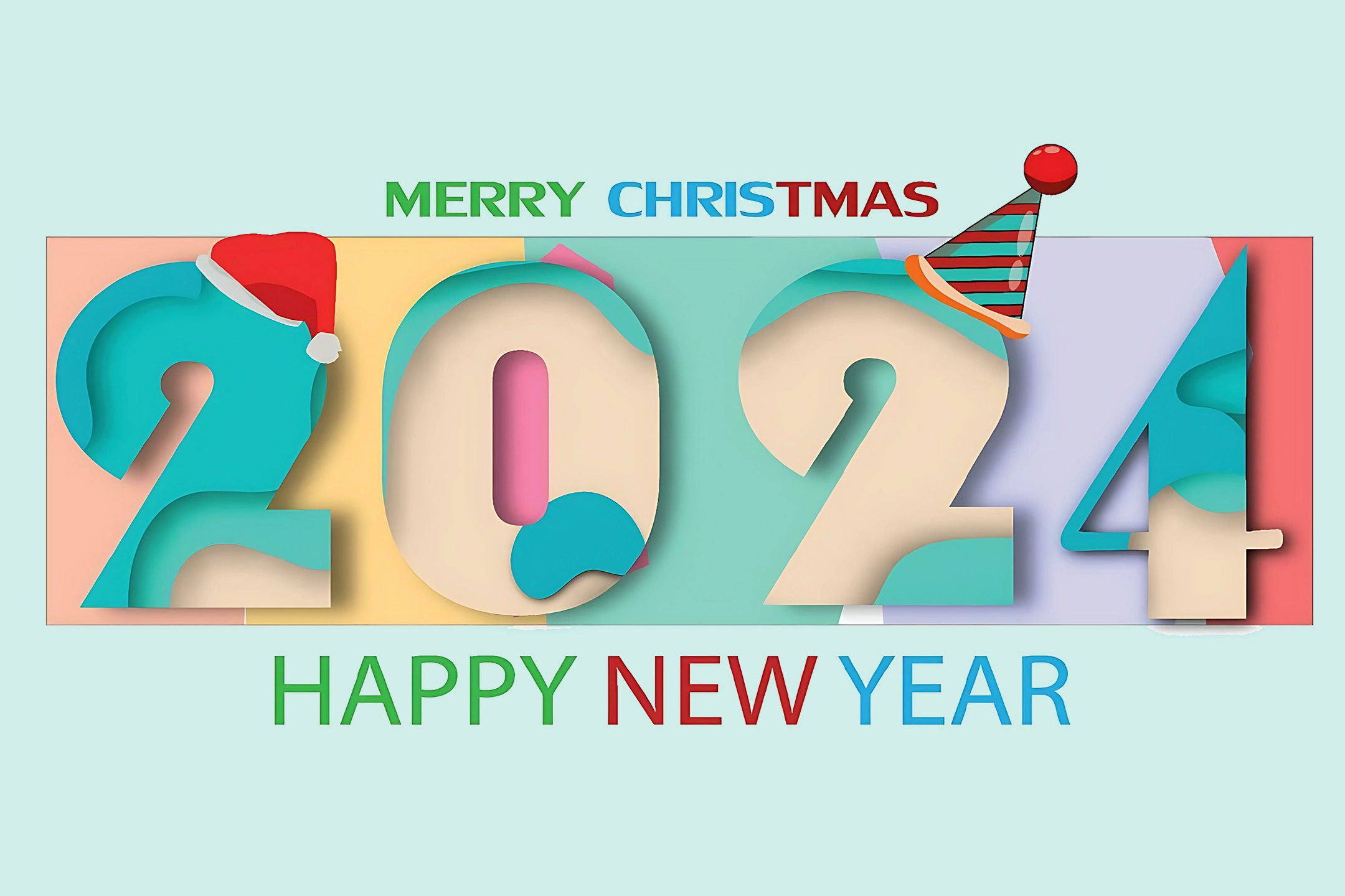 2024 happy new year paper cut 2024 word for new year festival card happy concept luxury designs wallpaper 2160x1440