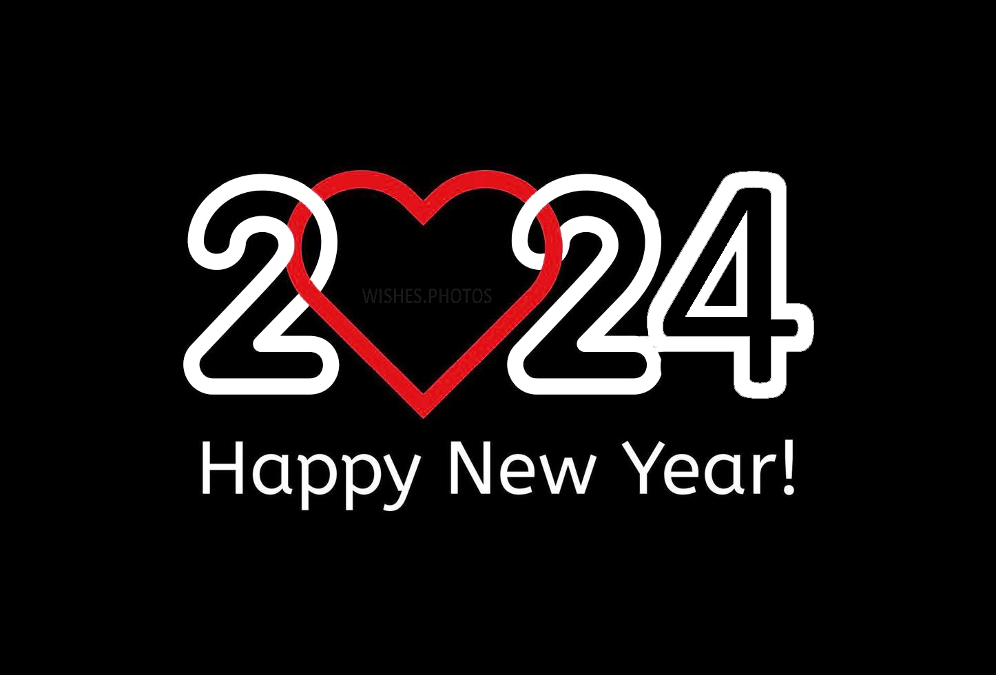 2024 numbers in linear style with heart happy new year event poster love greeting card cover image