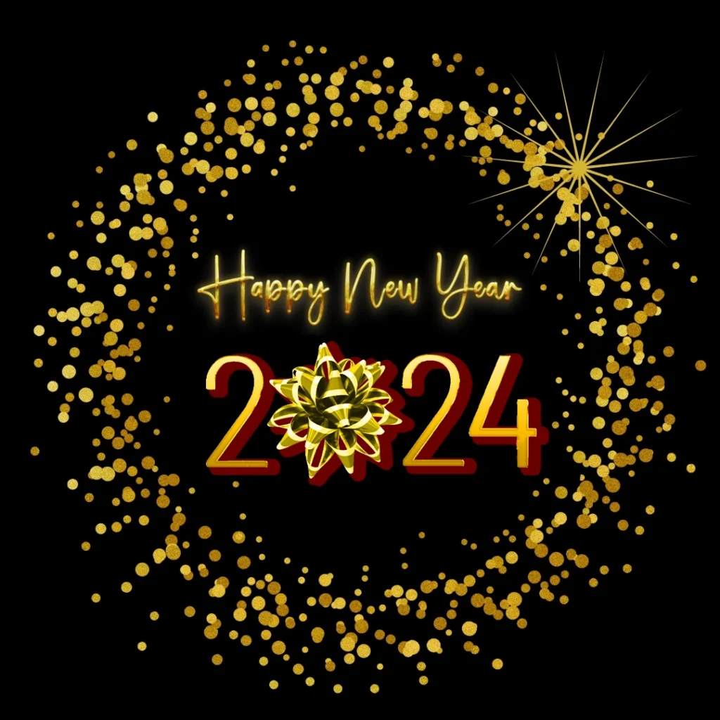 Gold black glitter Happy New Year 2024 image
