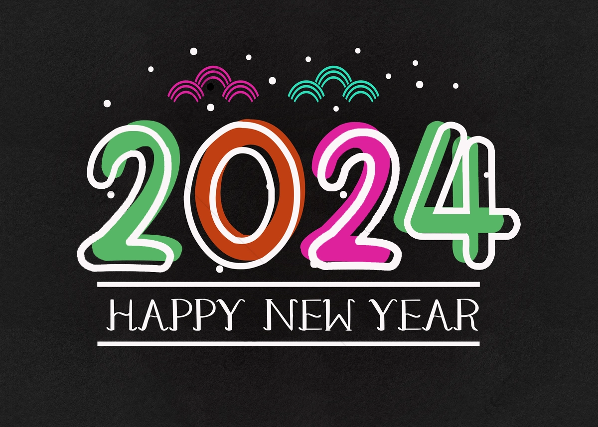 cartoon 2024 graffiti style word art word new year holiday background picture image