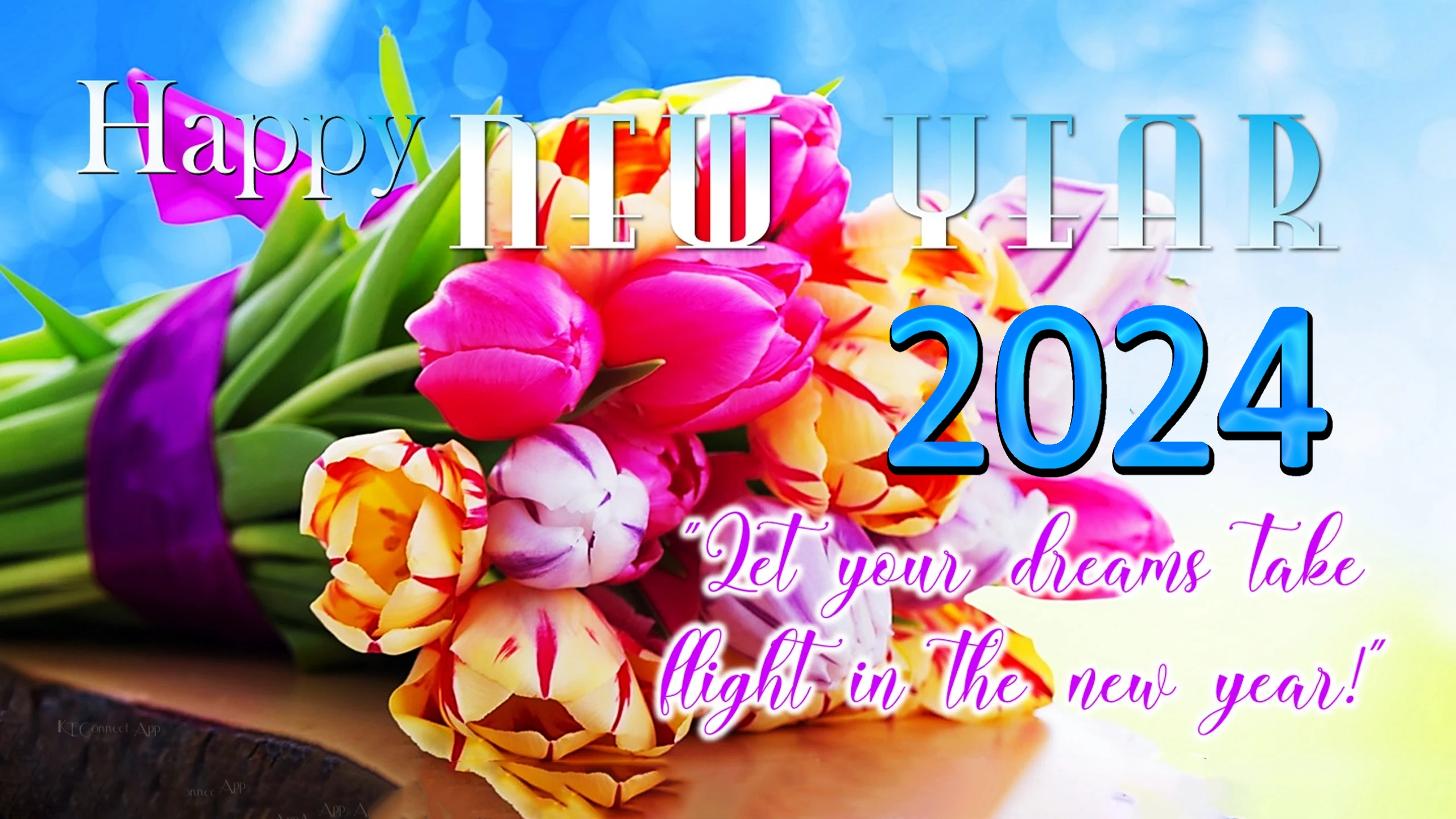 flowers Happy New Year 2024 walllpaper for PC