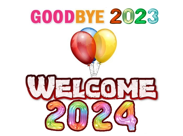 goodbye 2023 welcome 2024 clipart image