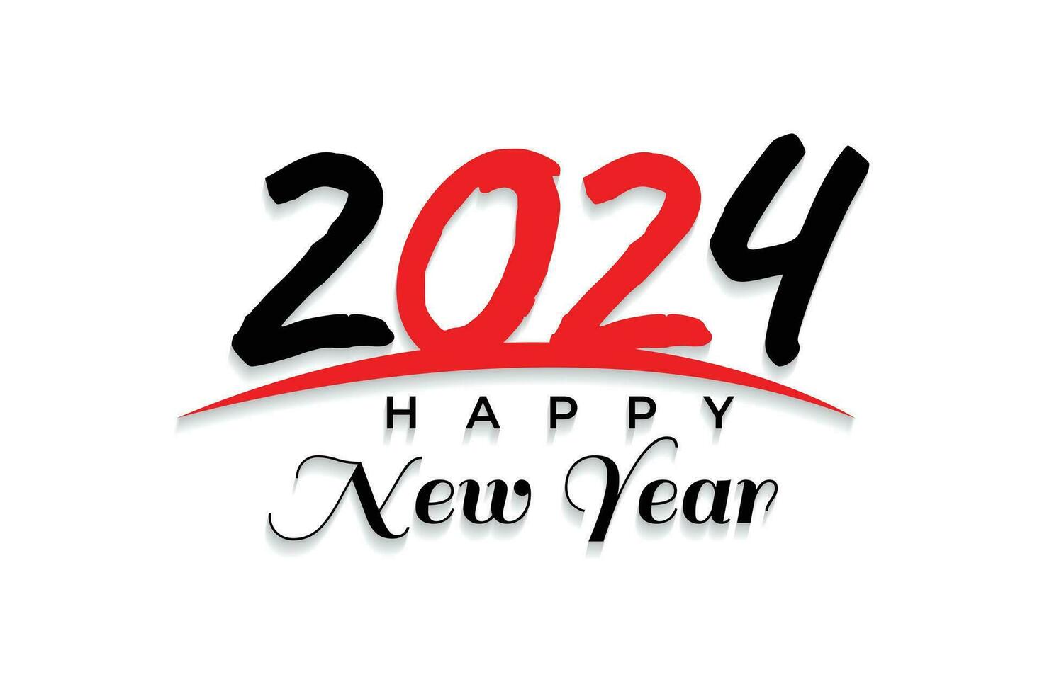 happy new year 2024 red text typography design element for flyer image