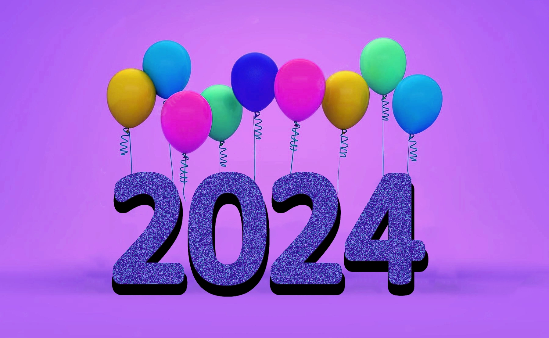 new year 2024 creative design concept with balloons 3d rendered image