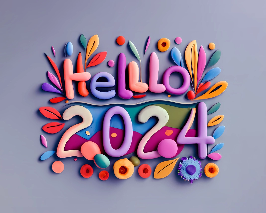 2024 happy new year hello fresh vibrant colorful