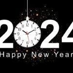 2024 with o'clock Happy new year image with black background