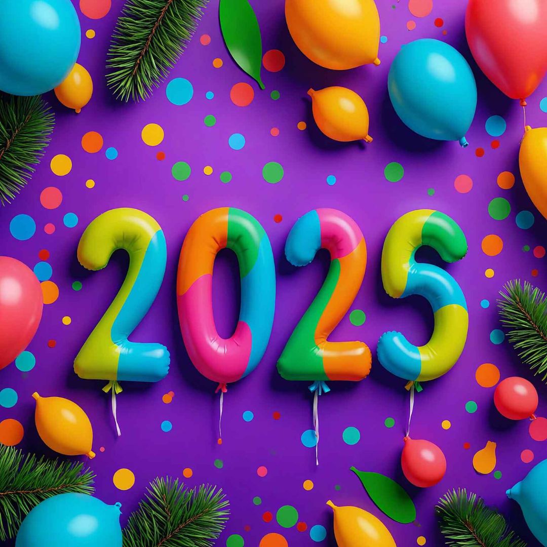 2025 Happy New Year fresh vibrant colorful