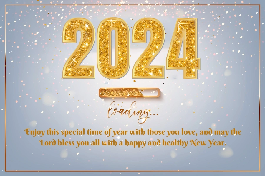Glitter And Gold Happy New Year 2024 Cards