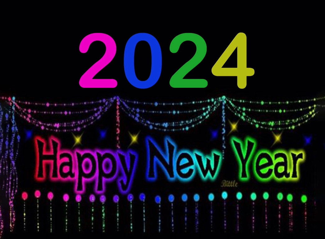 Happy New Year 2024 Neon Typography Backgrounds 1