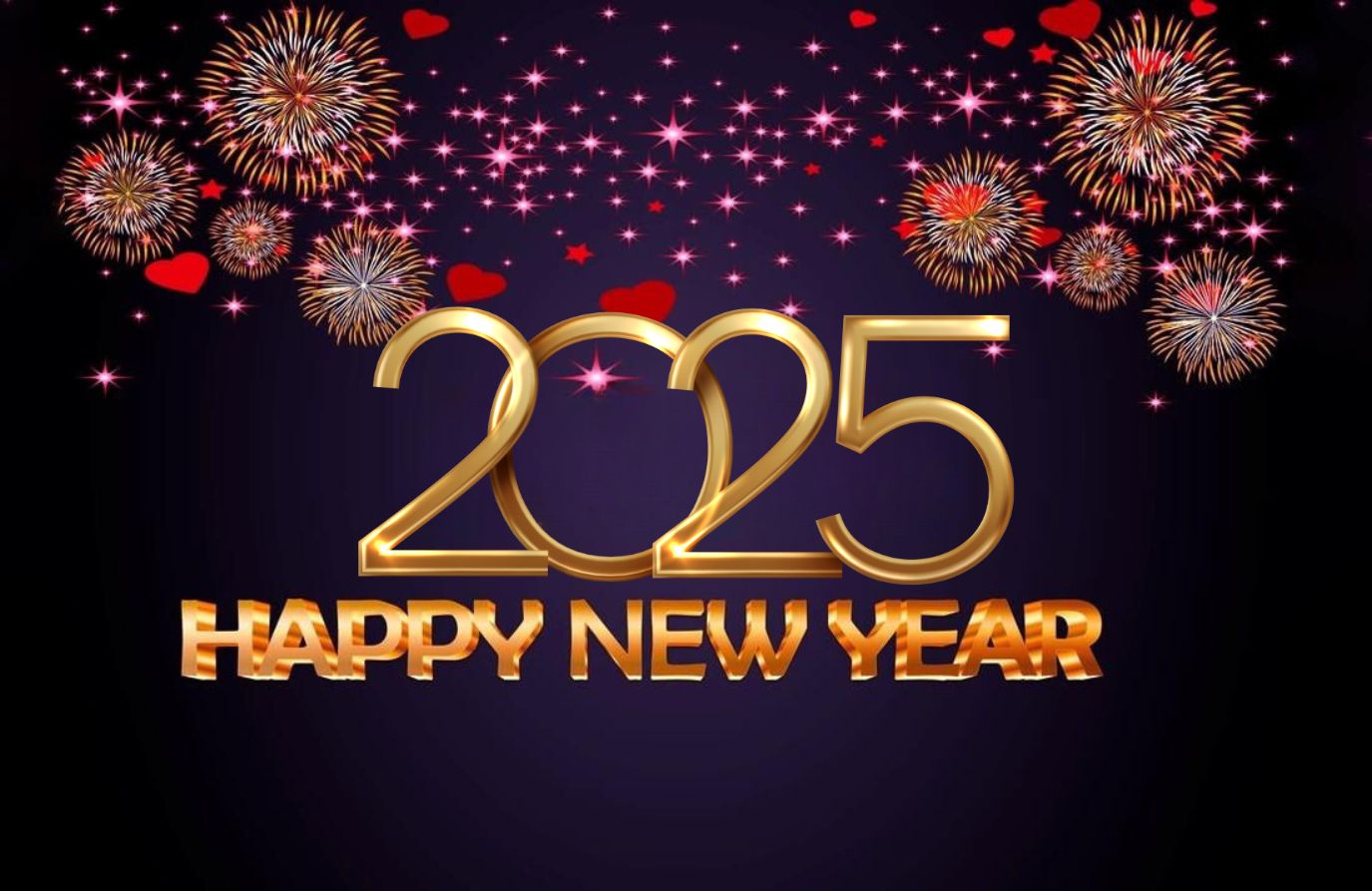 gold colored happy new year 2025 with black background free images