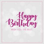 Happy Birthday, wish you the best, lettering text and bokah. Vector illustration