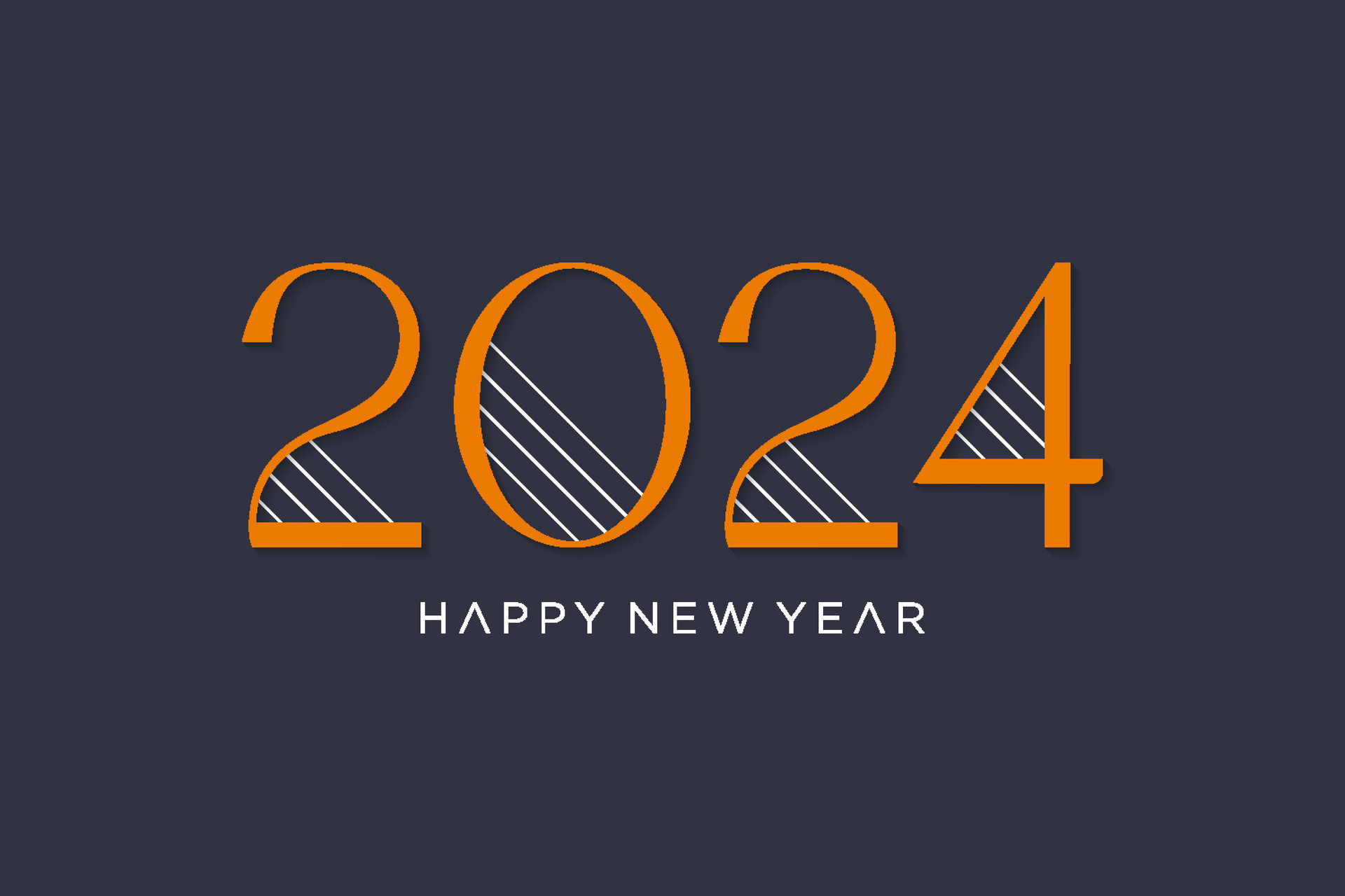 happy new year 2024 design template elegant numbers thin dark background for poster greeting card and calendar free vector