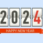 happy new year 2024 festive realistic decoration celebrate 2024 party free vector