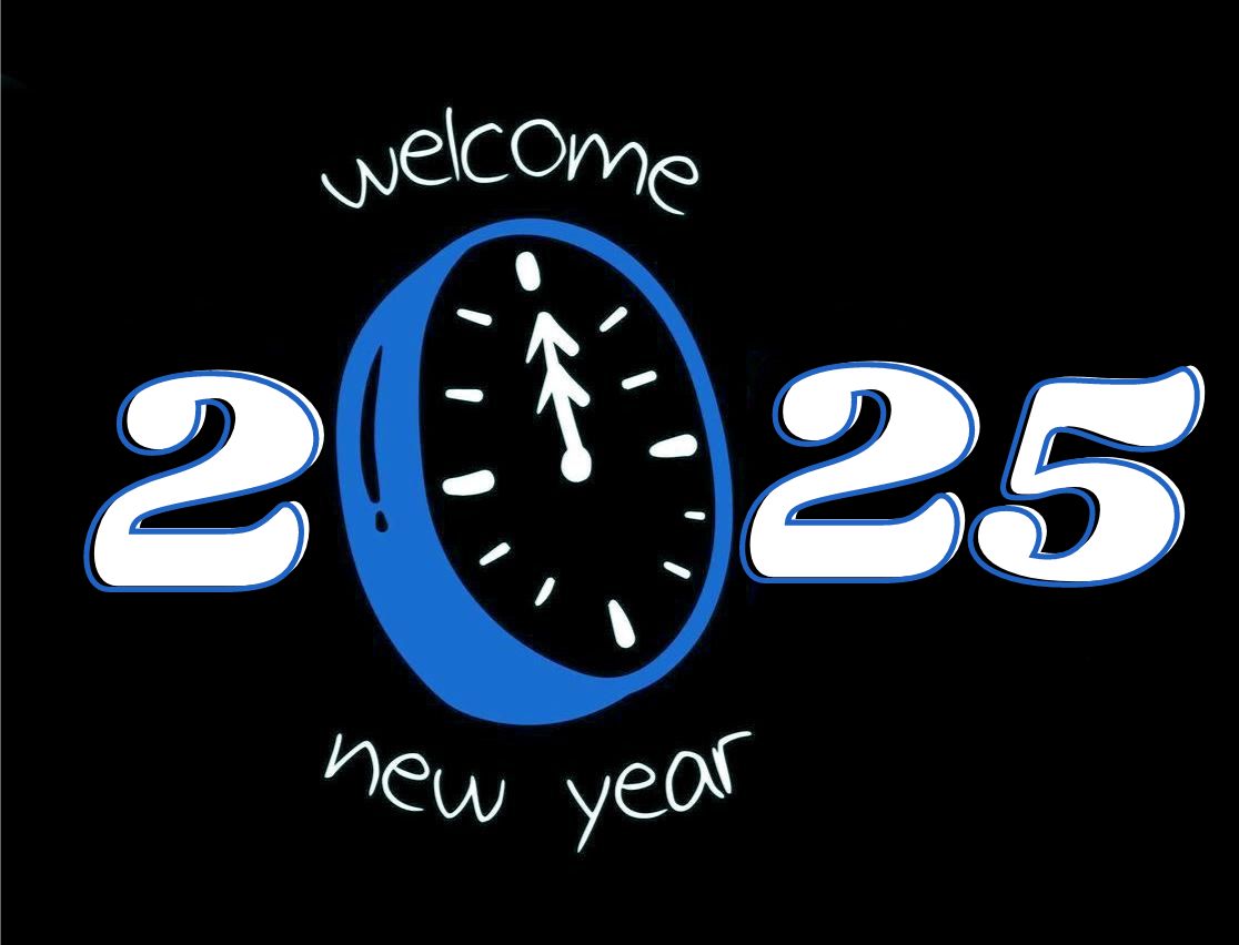 happy new year 2025 with clock free vector