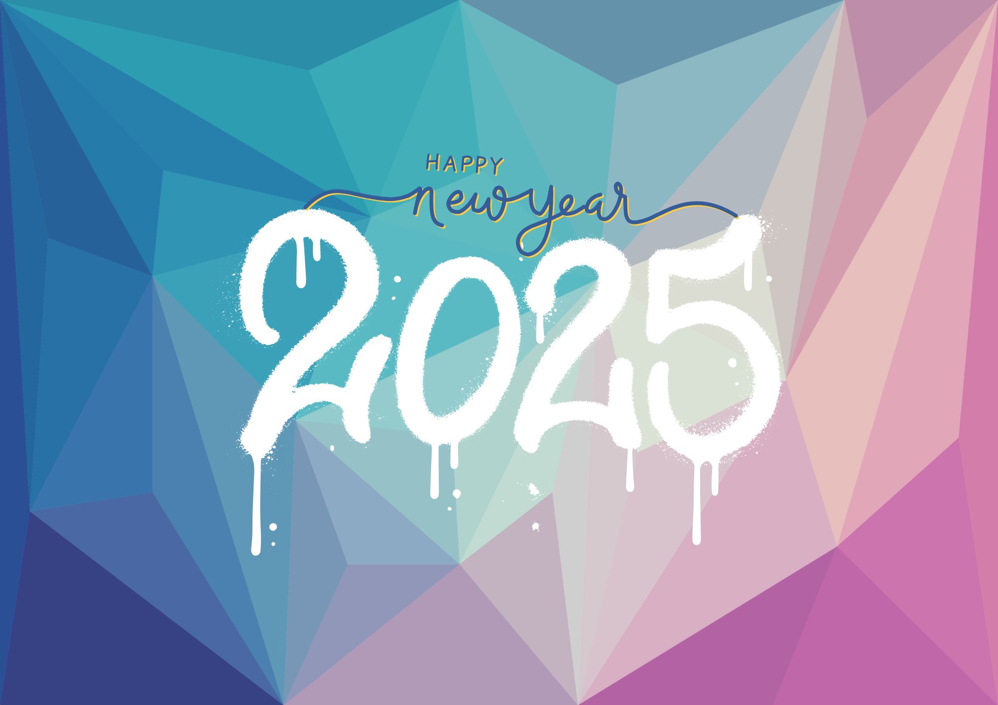 2025 geometric mosaic color gradient word art new year festival background