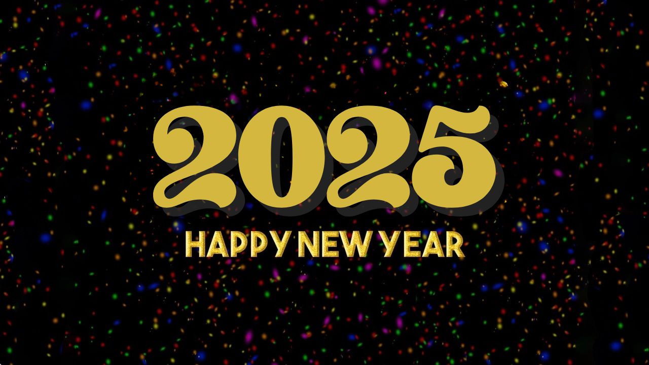 HD 2025 Gold Glitter Text Numbers happy new year wallpaper 1280x720