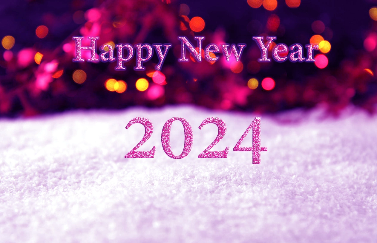 Happy new year 2024 image with snow background wallpaper