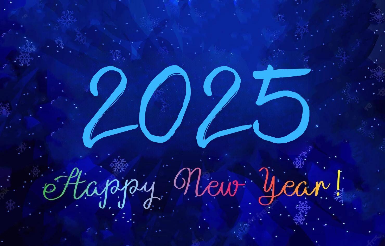 beautiful 2025 happy new year congrats stained glass art logotype concept winter blue backdrop