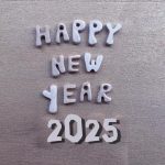 happy new year 2025 with wooden letters and numbers