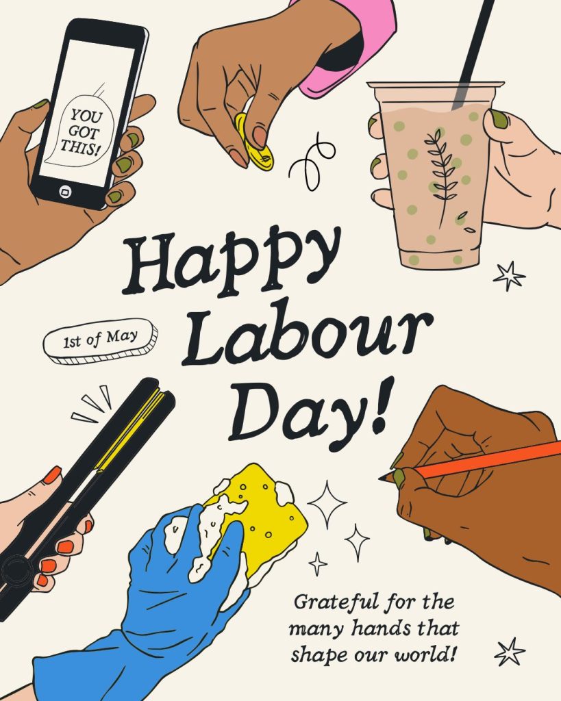 Black Cream Cute Illustrated Gratitude Labour Day