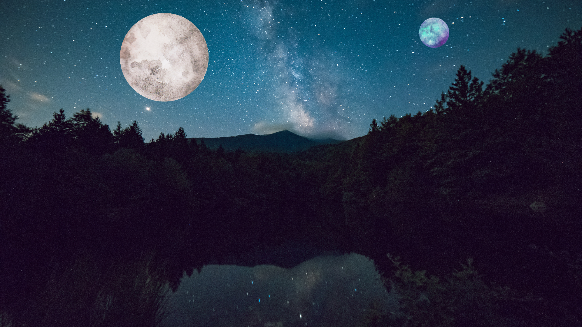 Beautiful Flower Night Mountain Moon Scenery Art 4K Wallpaper iPhone HD  Phone #6071k