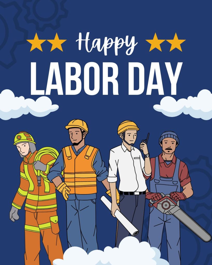 Yellow and White Illustrative Greeting Labor Day image