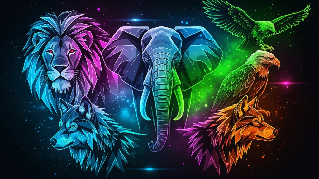 Abstract neon wild animal wallpaper for desktop 2560x1440p