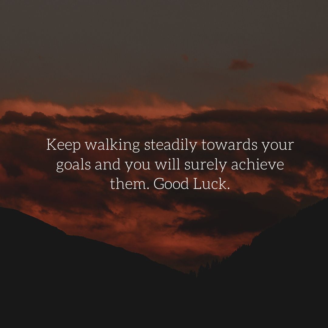 keep walking steadily towards your goals and you will surely achieve them good luck