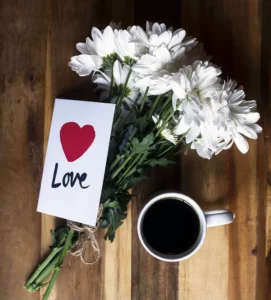 coffee flowers love flatlay