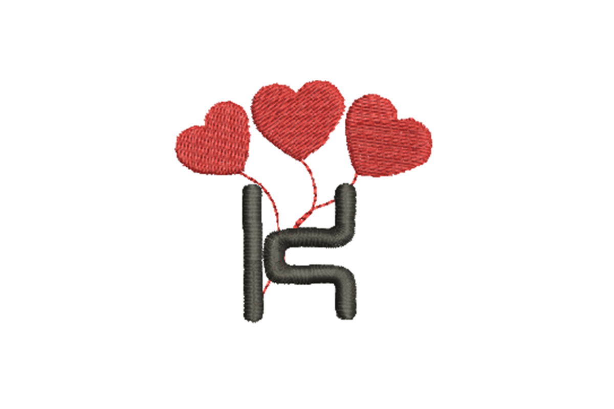 alphabet letter k with red love heart embroidery 23804188 1
