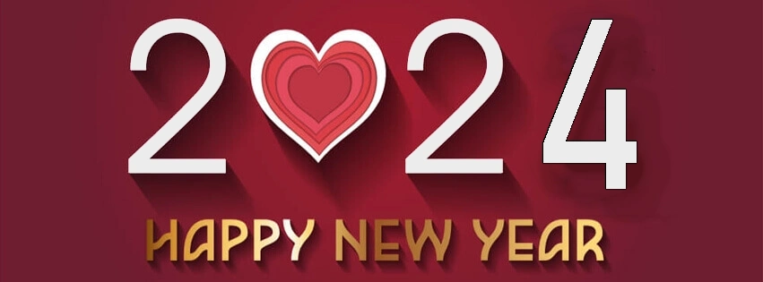 Happy New Year 2024 Love Facebook Cover for Her Him HD