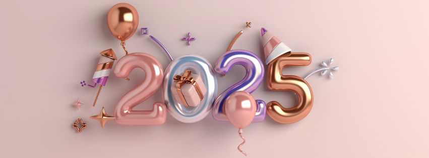 Happy New Year 2025 Greeting Card With Pink Background