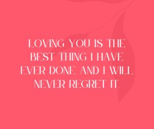 loving you is the best thing i have ever done and i will never regret it