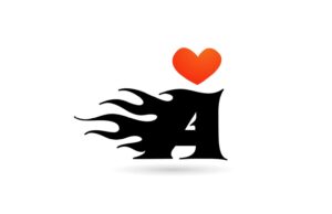 a alphabet letter logo design icon creative template for business with love heart flames vector