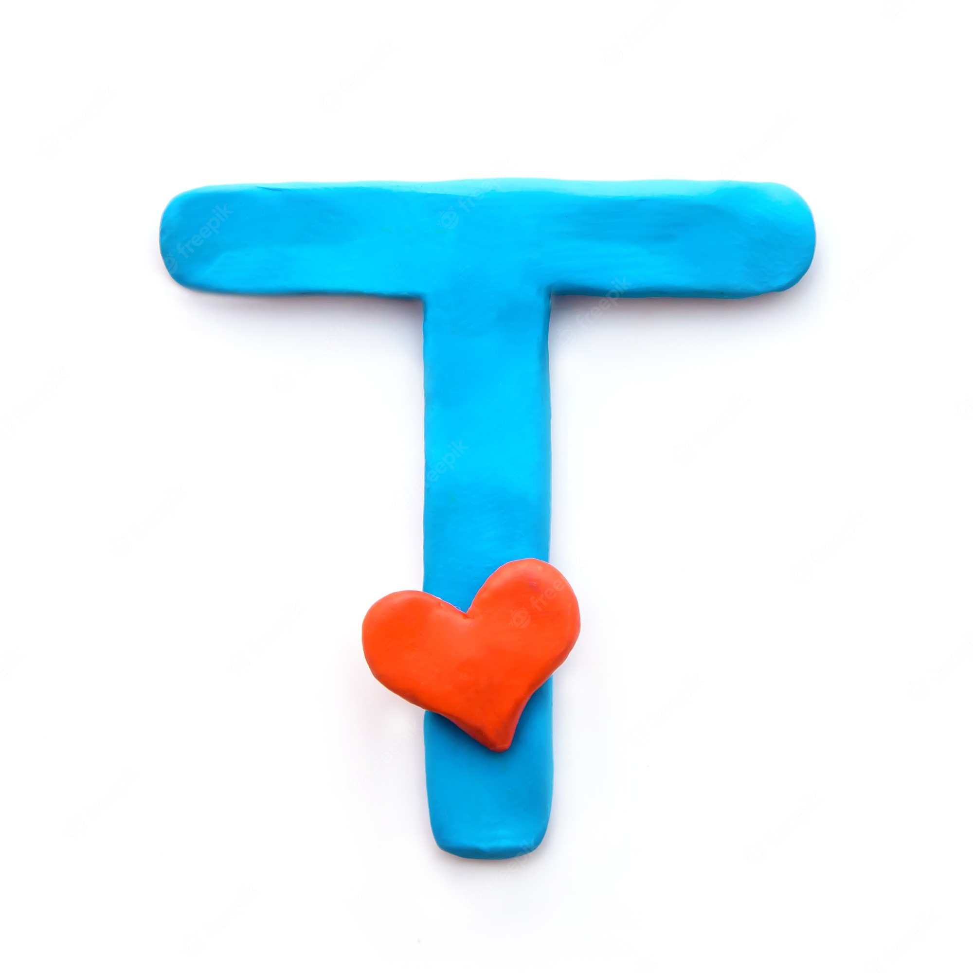 blue plasticine letter t english alphabet with red heart meaning love 131240 1710