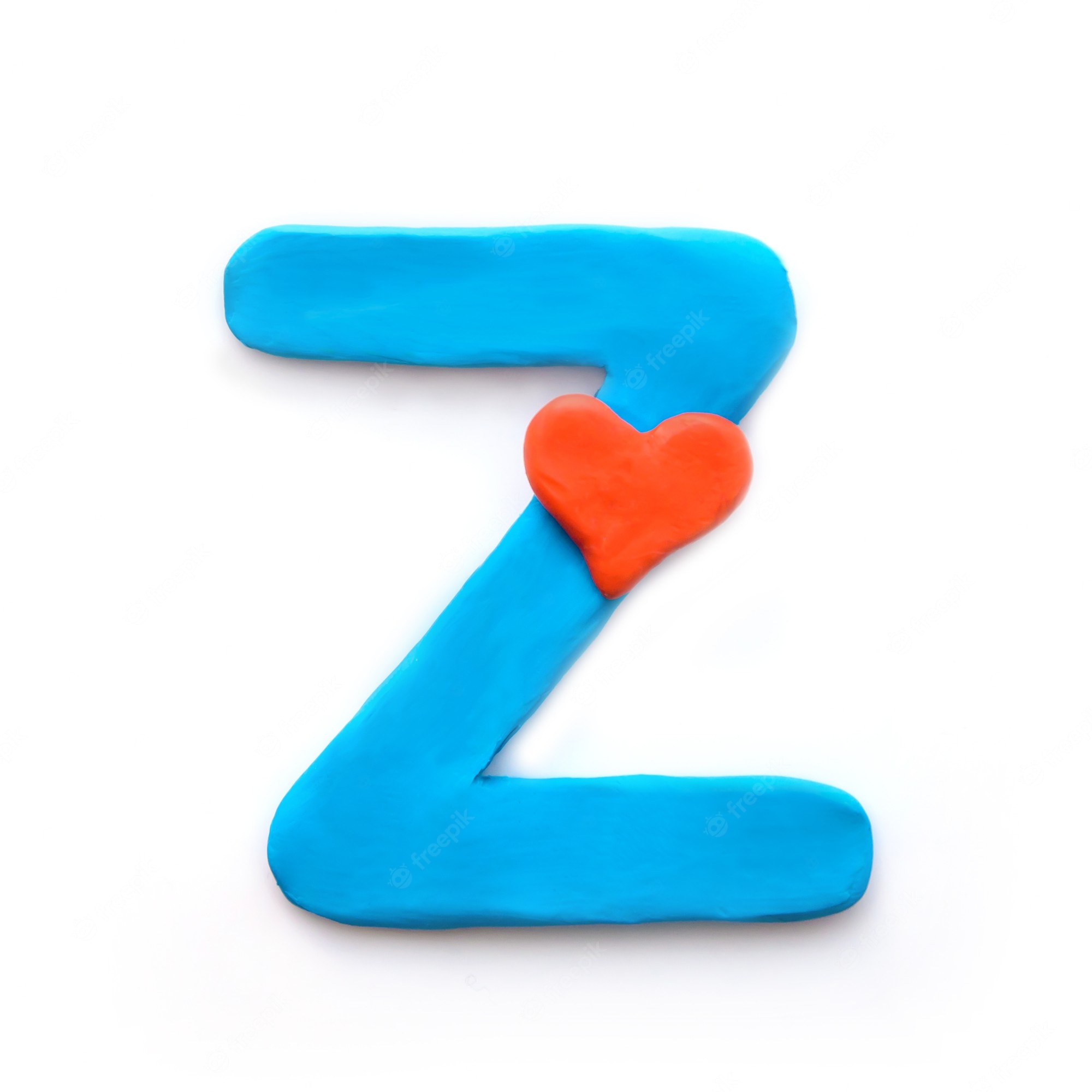 blue plasticine letter z english alphabet with red heart meaning love 131240 1716