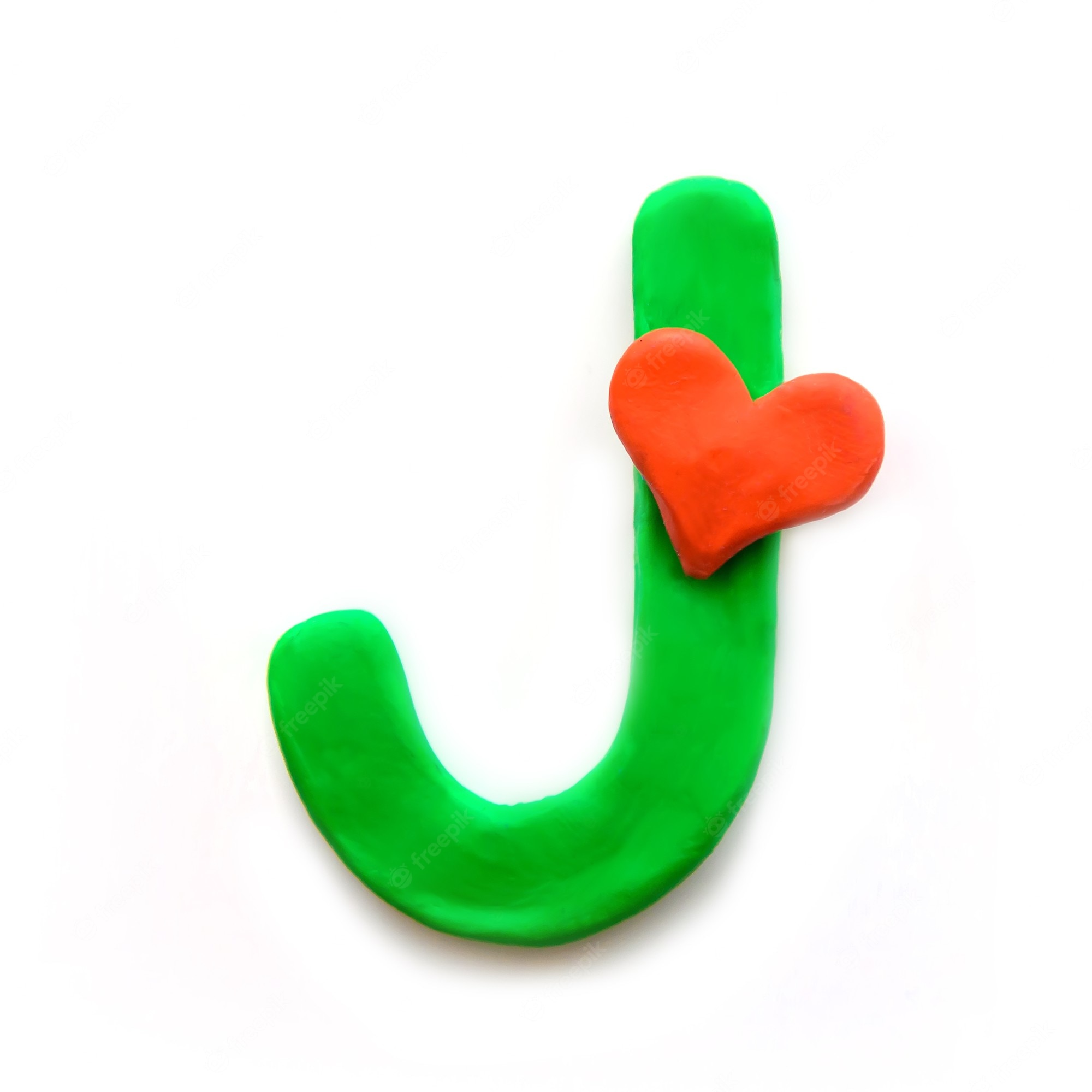 green plasticine letter j english alphabet with red heart meaning love 131240 1700