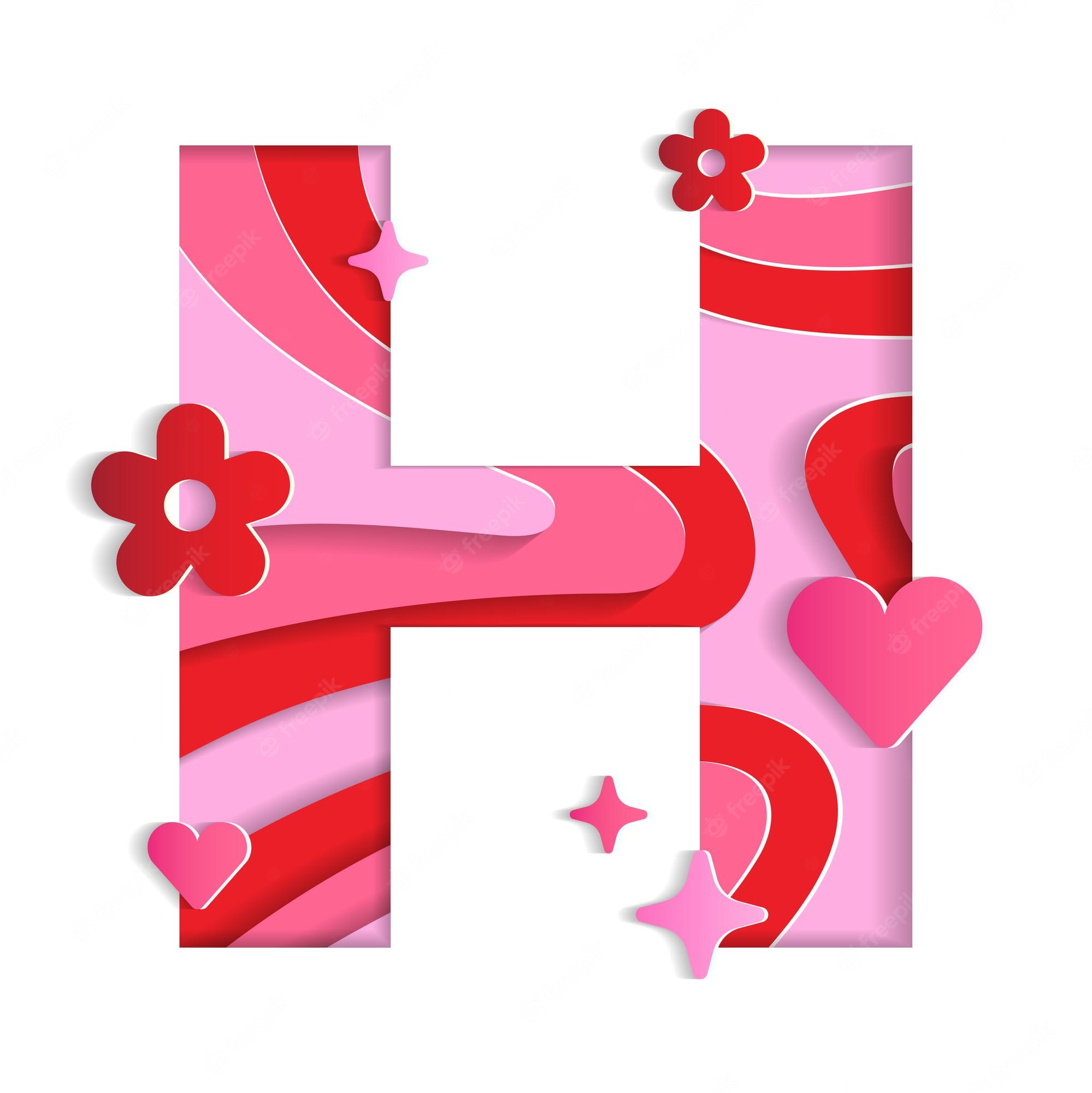 h alphabet valentines day love character font letter paper flower heart 3d layer paper cutout card 307151 947