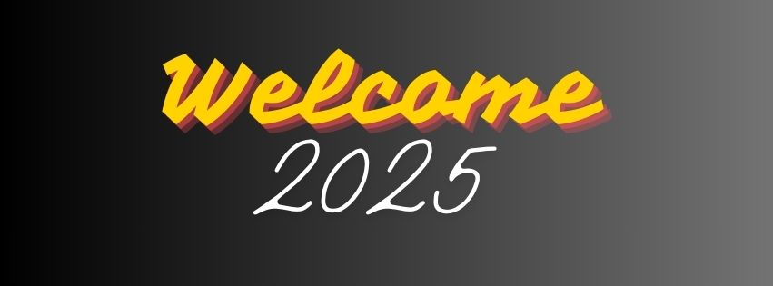 handwriting welcome 2025 blackboard countdown for Facebook cover 851x315 photo