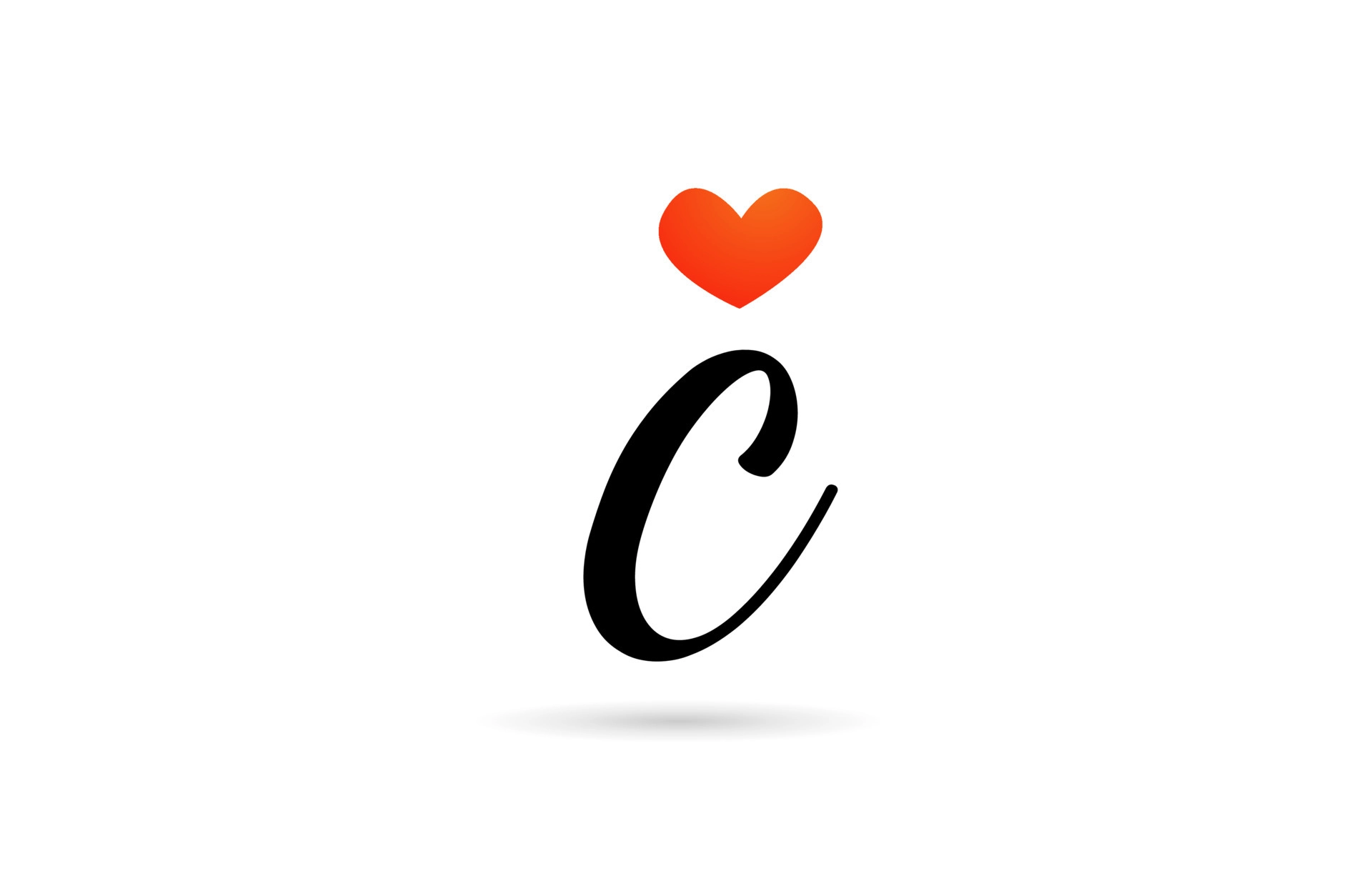 handwritten c alphabet letter icon logo design creative template for business with love heart vector