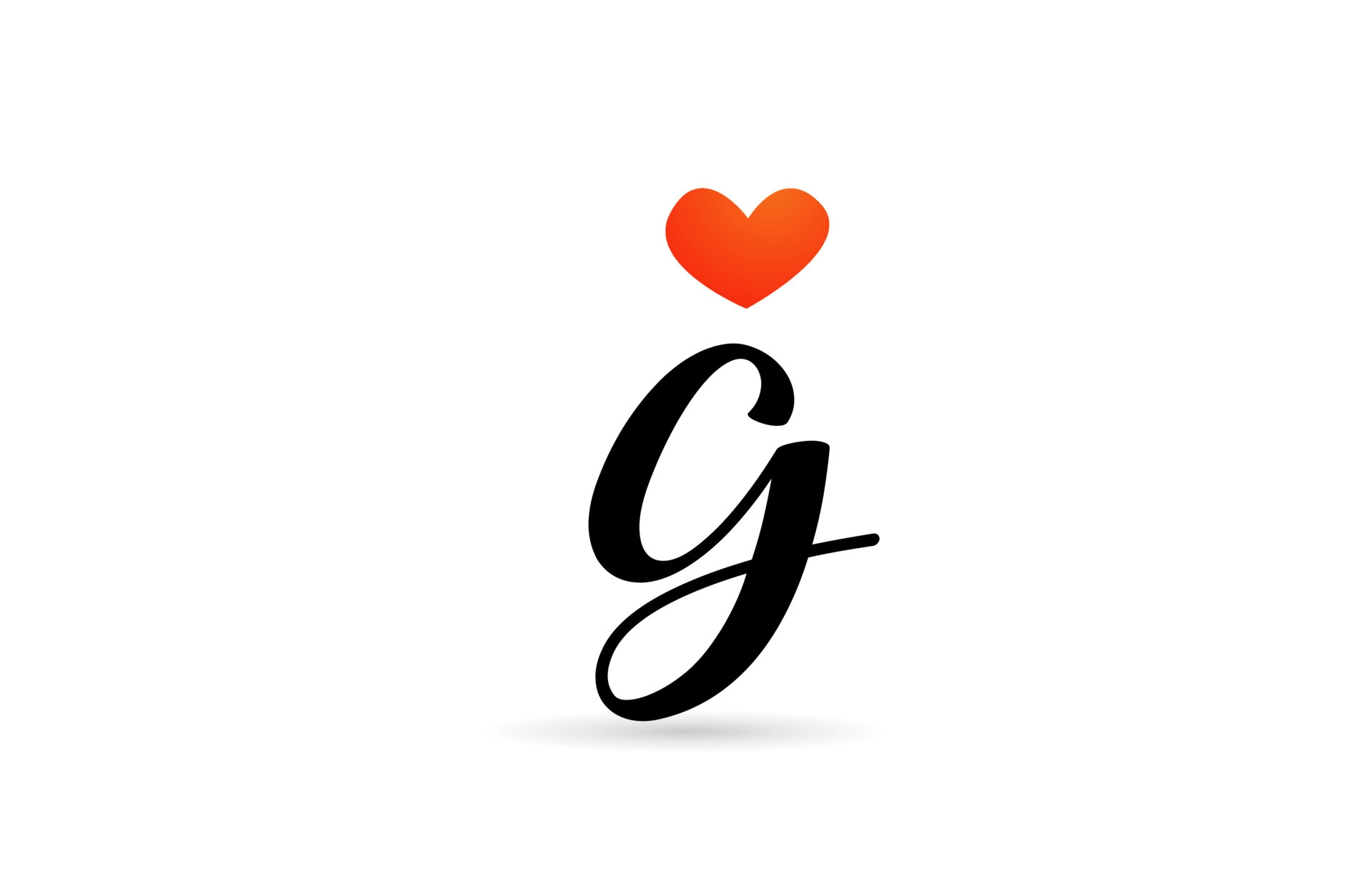 handwritten g alphabet letter icon logo design creative template for business with love heart vector